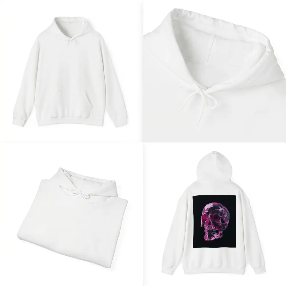 Pink Crystal Skull On Black Background – Hoodies