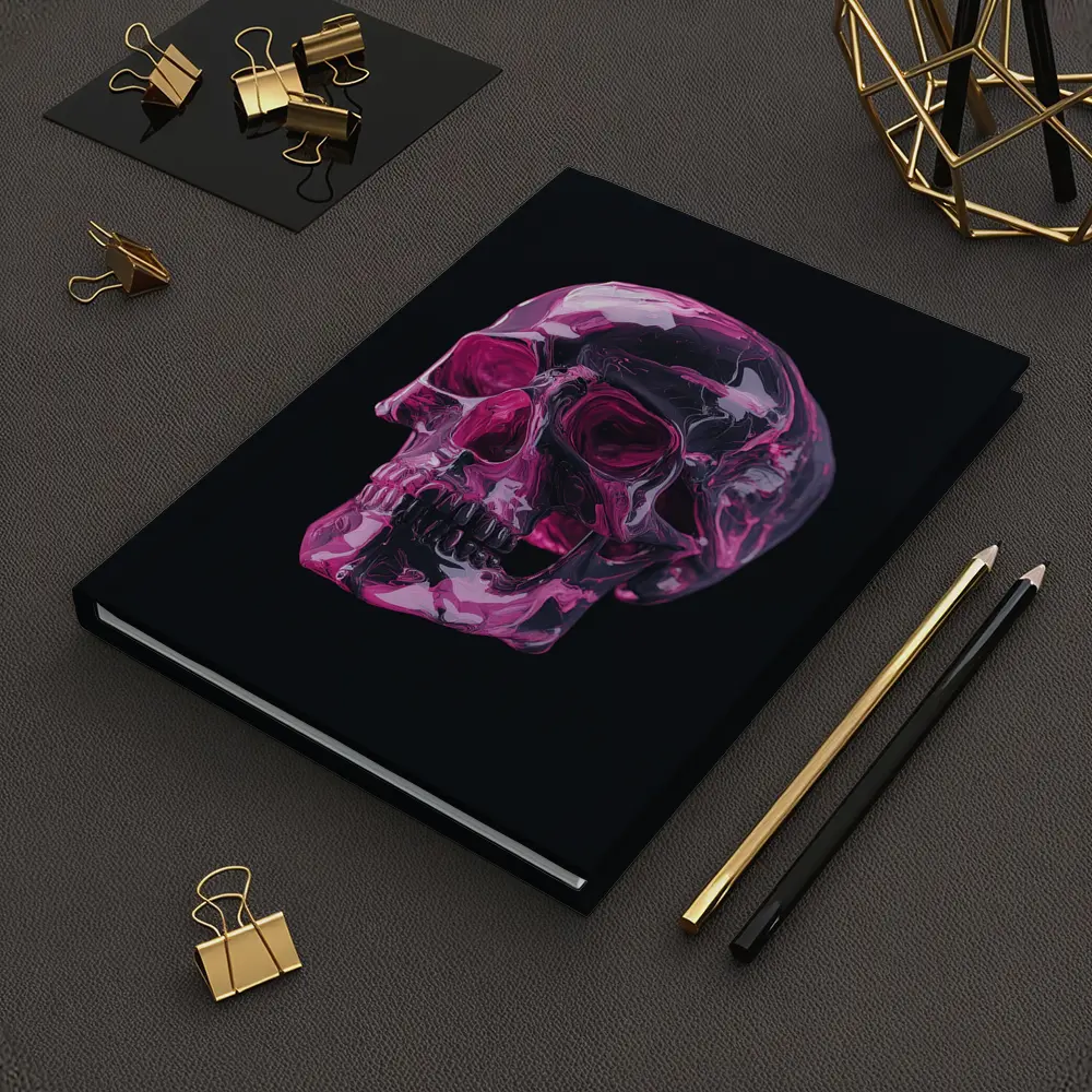 Pink Crystal Skull On Black Background – Notebooks