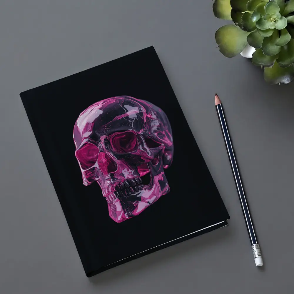Pink Crystal Skull On Black Background – Notebooks