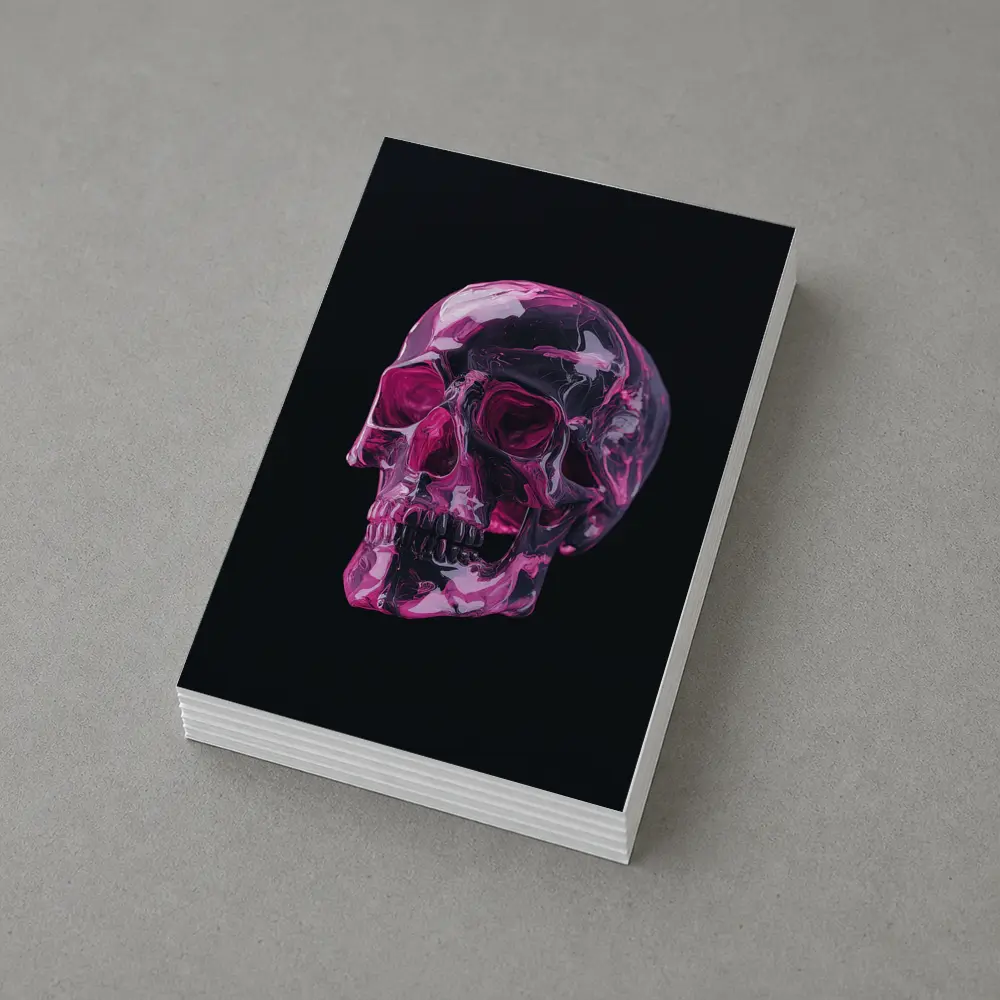 Pink Crystal Skull On Black Background – Postcards