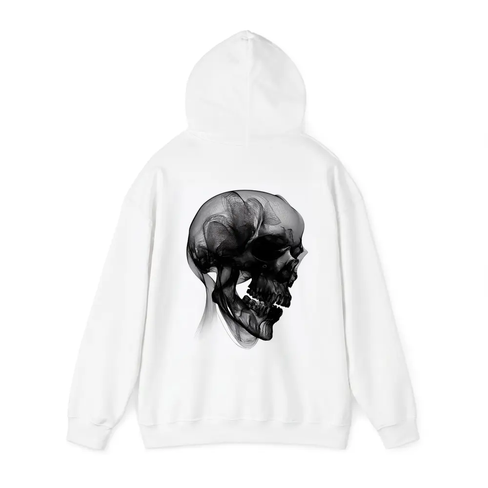 Black Mesh Wire Skull White Background Art – Hoodies