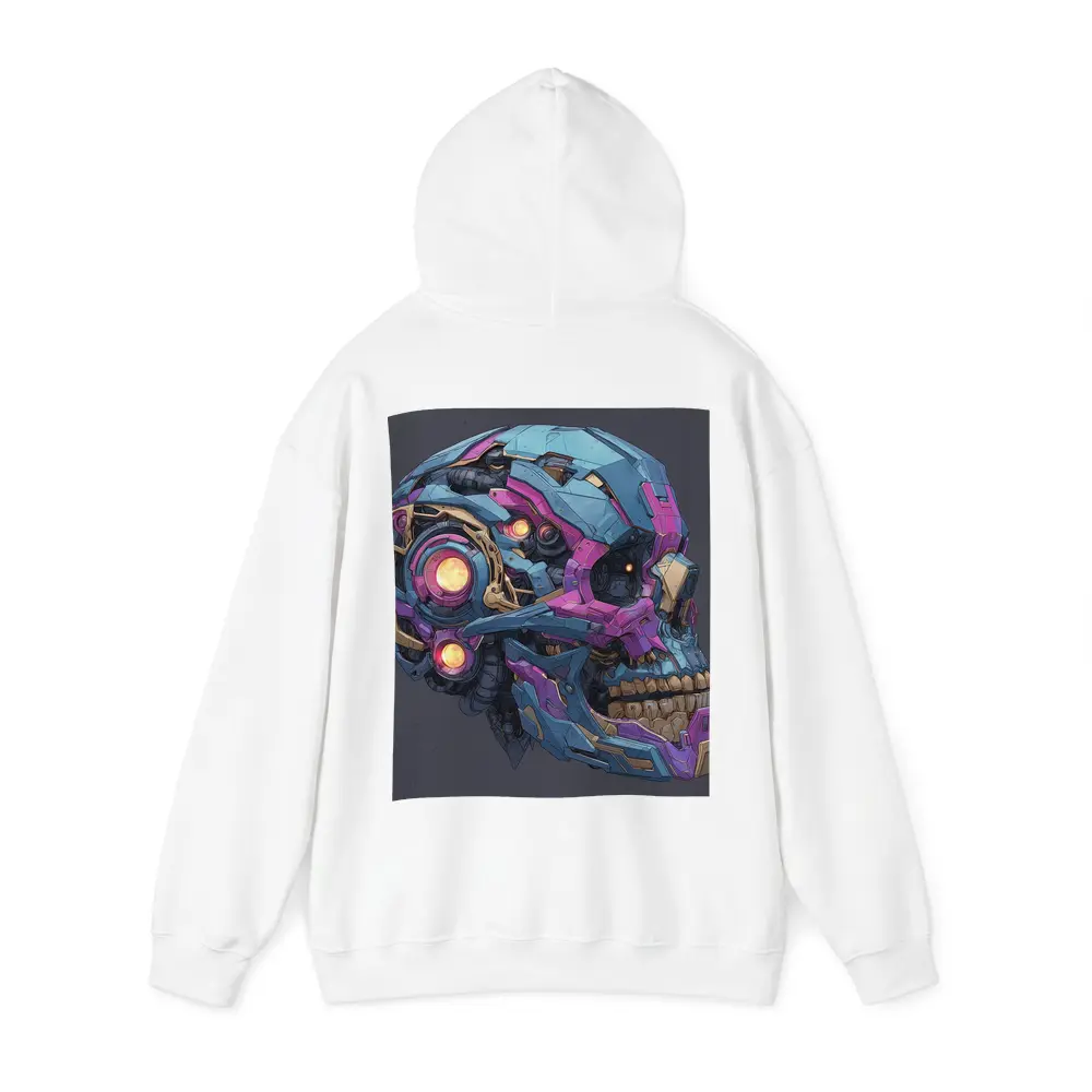 Cyberpunk Mechanical Skull Blue Purple Design – Hoodies