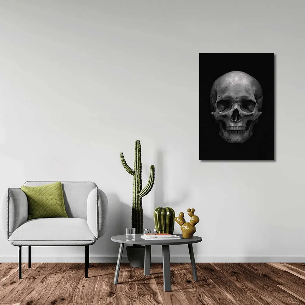 Human Skull Black Background Dark Art – Wall Art