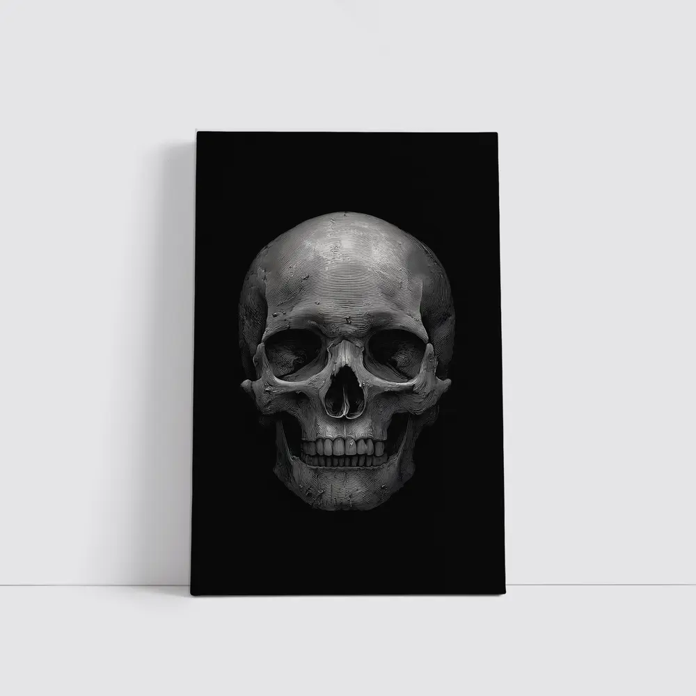 Human Skull Black Background Dark Art – Wall Art
