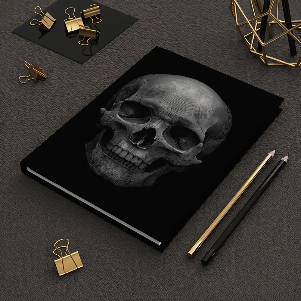 Human Skull Black Background Dark Art – Notebooks