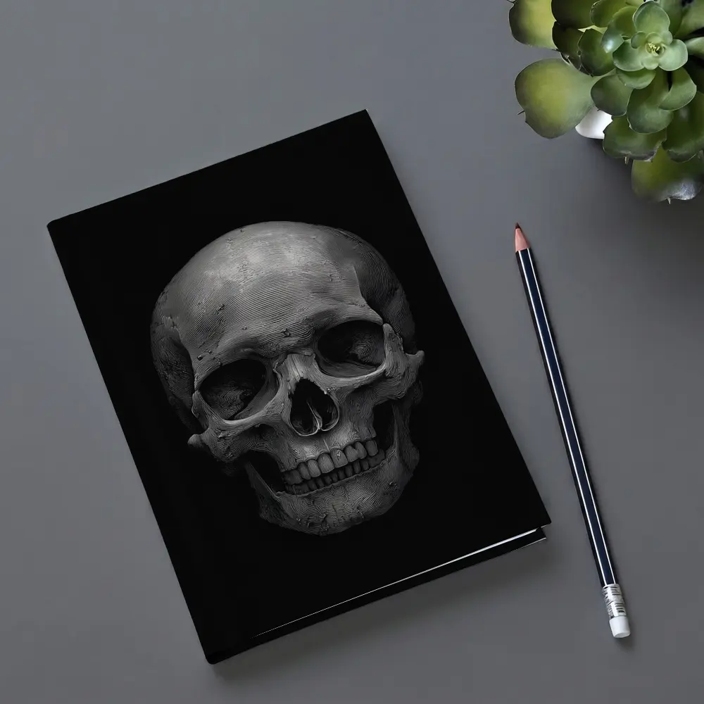 Human Skull Black Background Dark Art – Notebooks