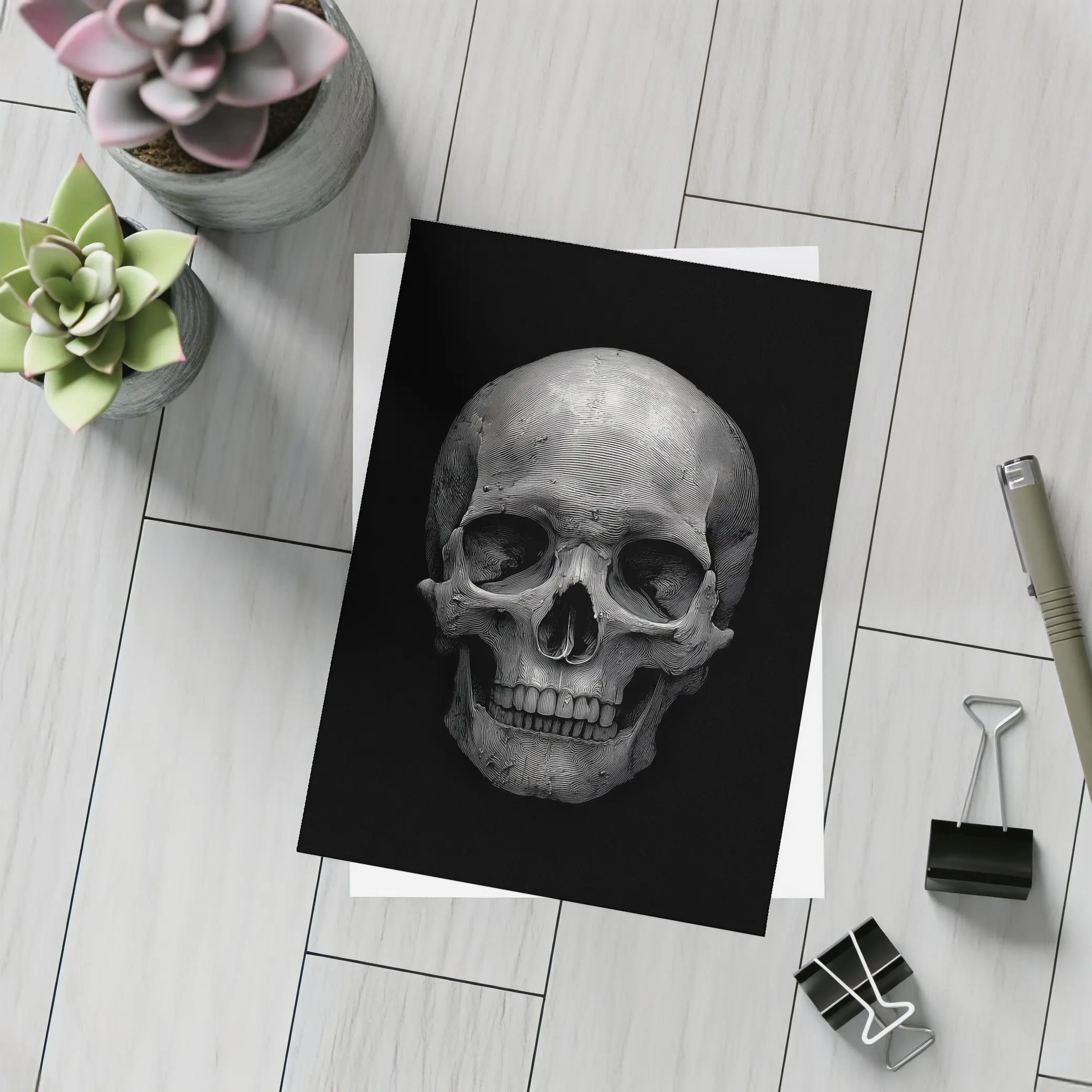 Human Skull Black Background Dark Art – Postcards