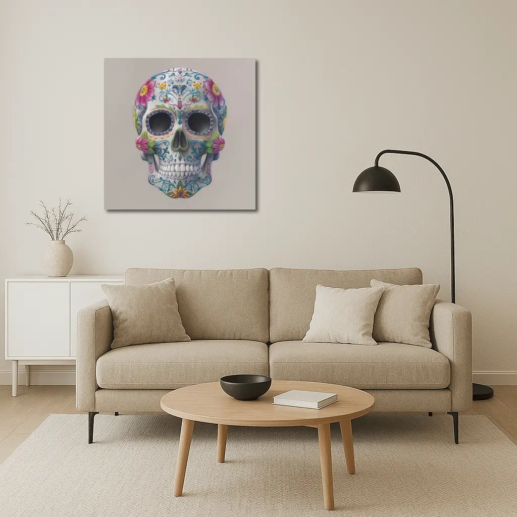 Sugar Skull Floral Day Of Dead Art – Wall Art