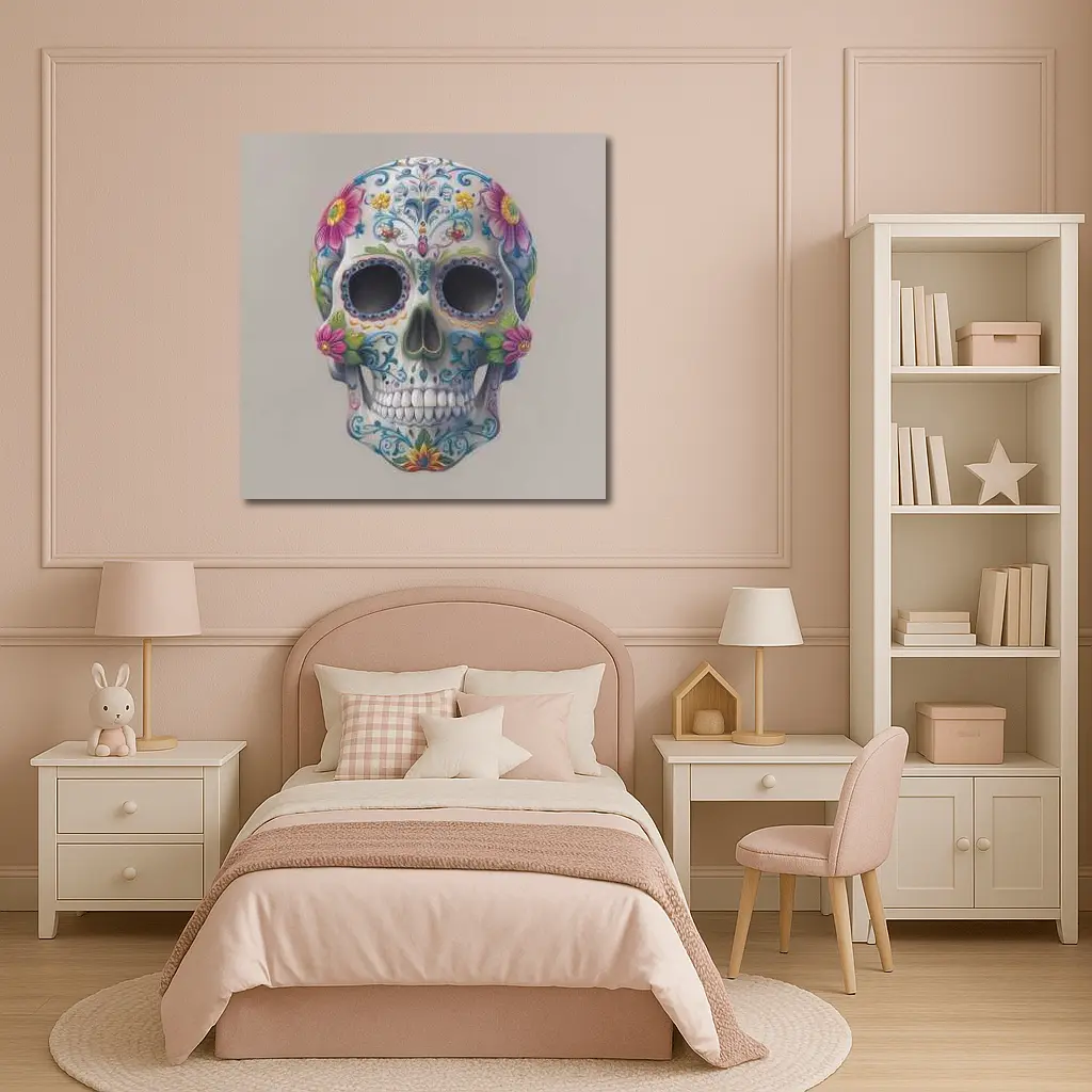 Sugar Skull Floral Day Of Dead Art – Wall Art
