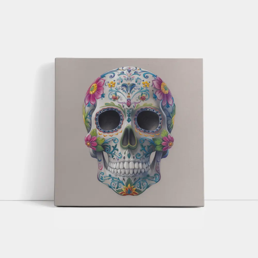 Sugar Skull Floral Day Of Dead Art – Wall Art