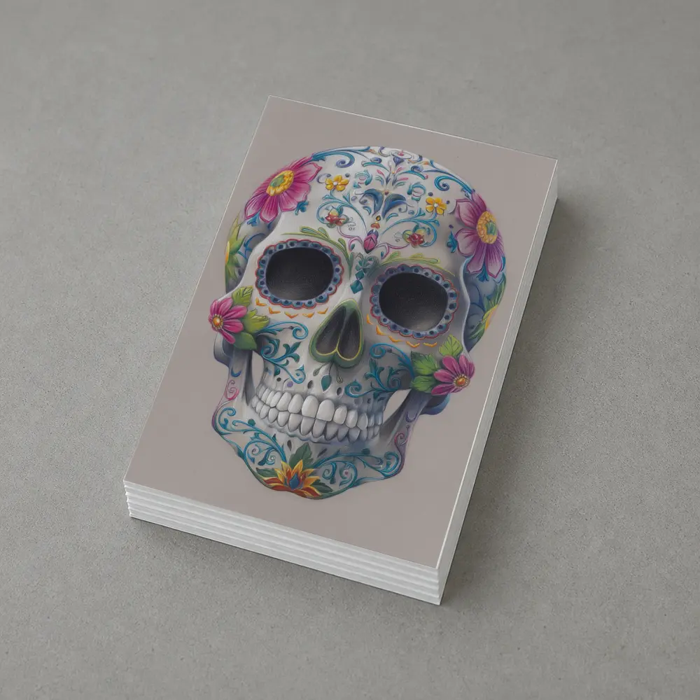 Sugar Skull Floral Day Of Dead Art – Postcards