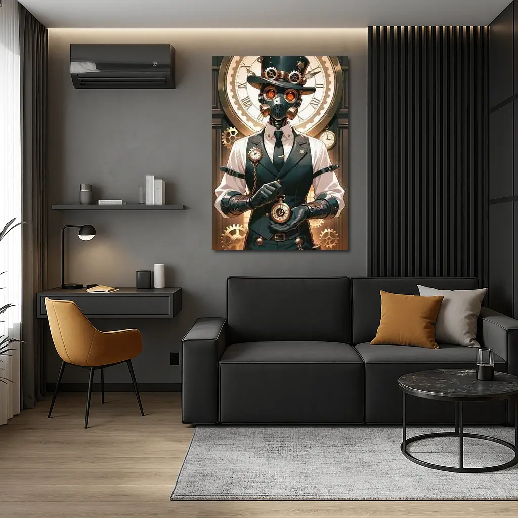 Steampunk Robot Dog Top Hat Clocks – Wall Art