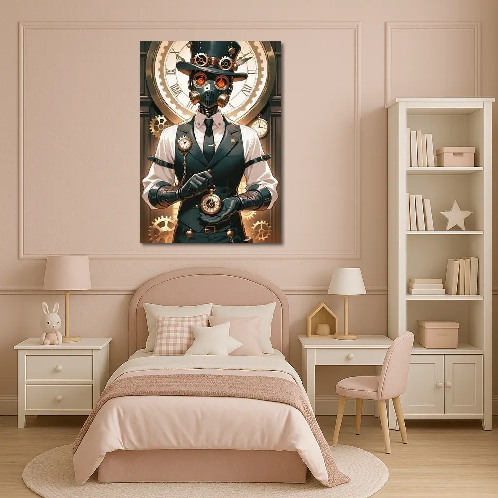 Steampunk Robot Dog Top Hat Clocks – Wall Art