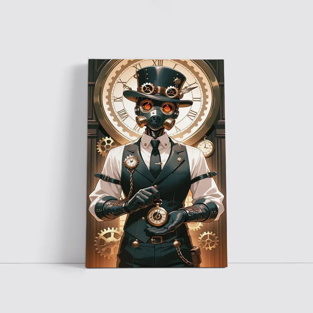 Steampunk Robot Dog Top Hat Clocks – Wall Art