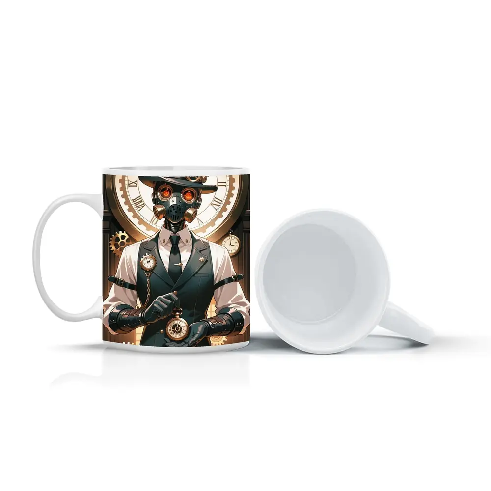 Steampunk Robot Dog Top Hat Clocks – Mugs