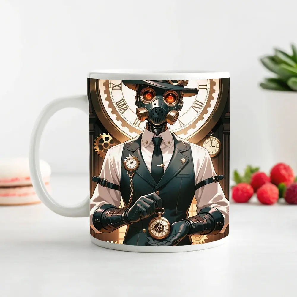 Steampunk Robot Dog Top Hat Clocks – Mugs