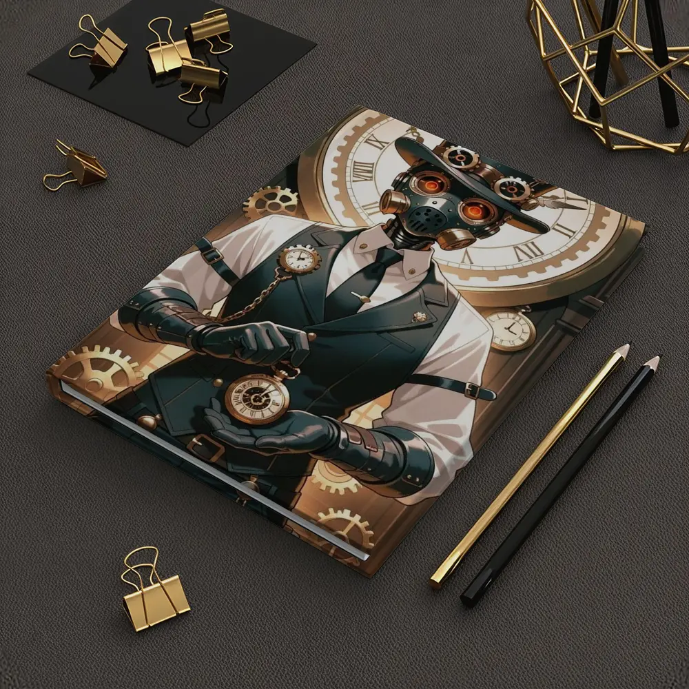 Steampunk Robot Dog Top Hat Clocks – Notebooks