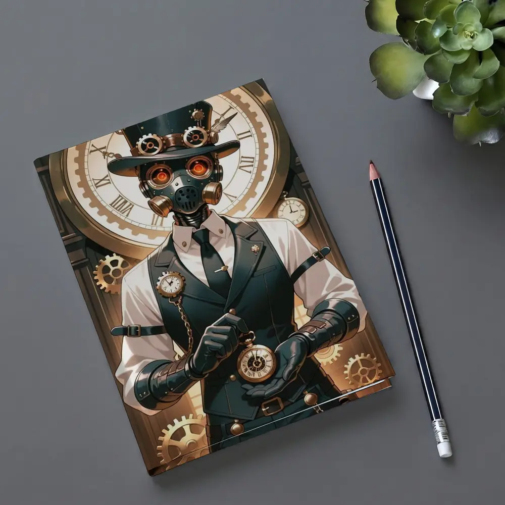 Steampunk Robot Dog Top Hat Clocks – Notebooks