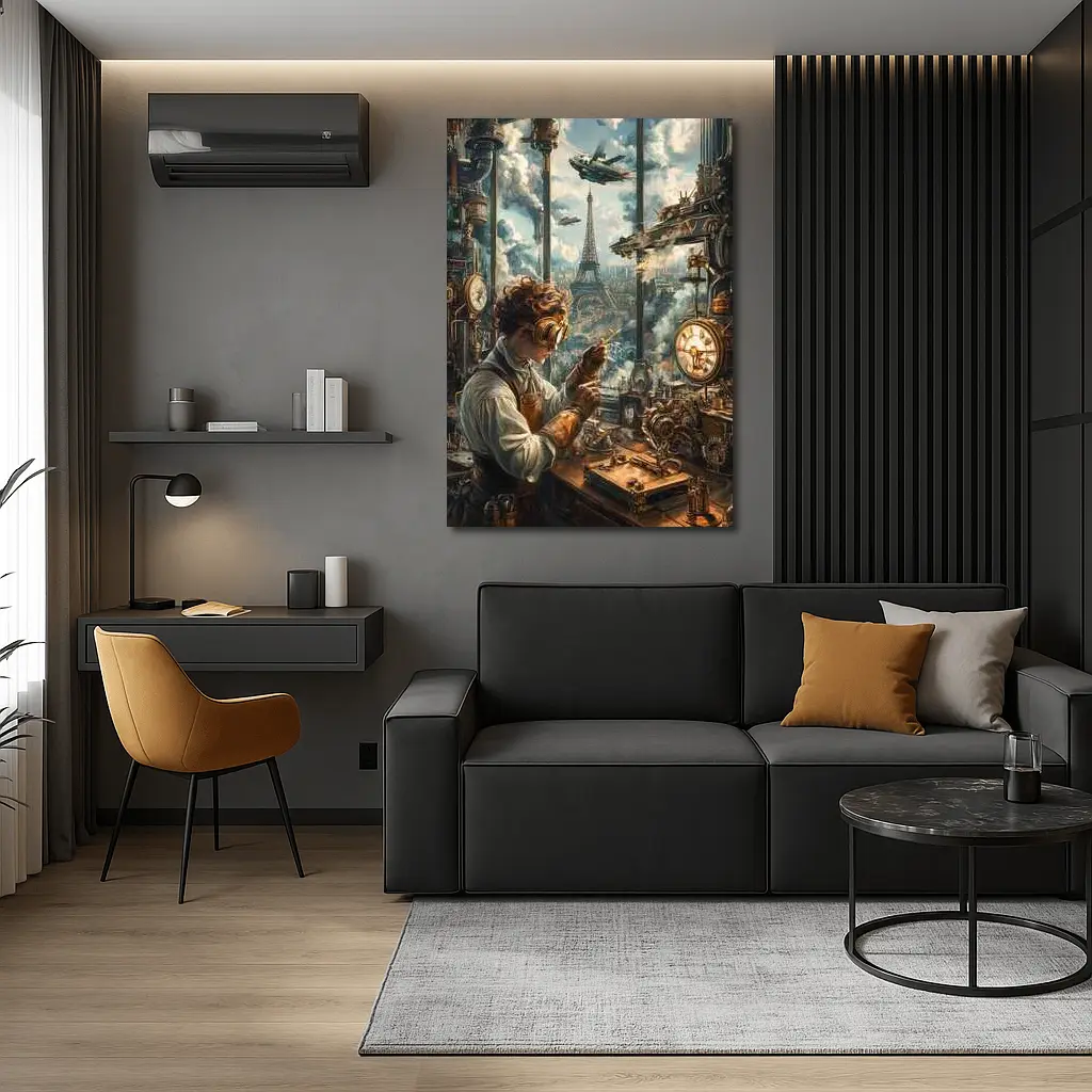 Steampunk Inventor Workshop Eiffel Tower Paris – Wall Art