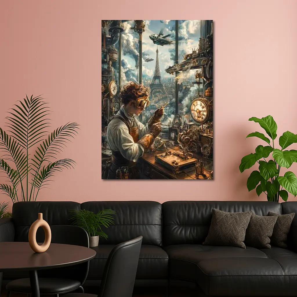 Steampunk Inventor Workshop Eiffel Tower Paris – Wall Art
