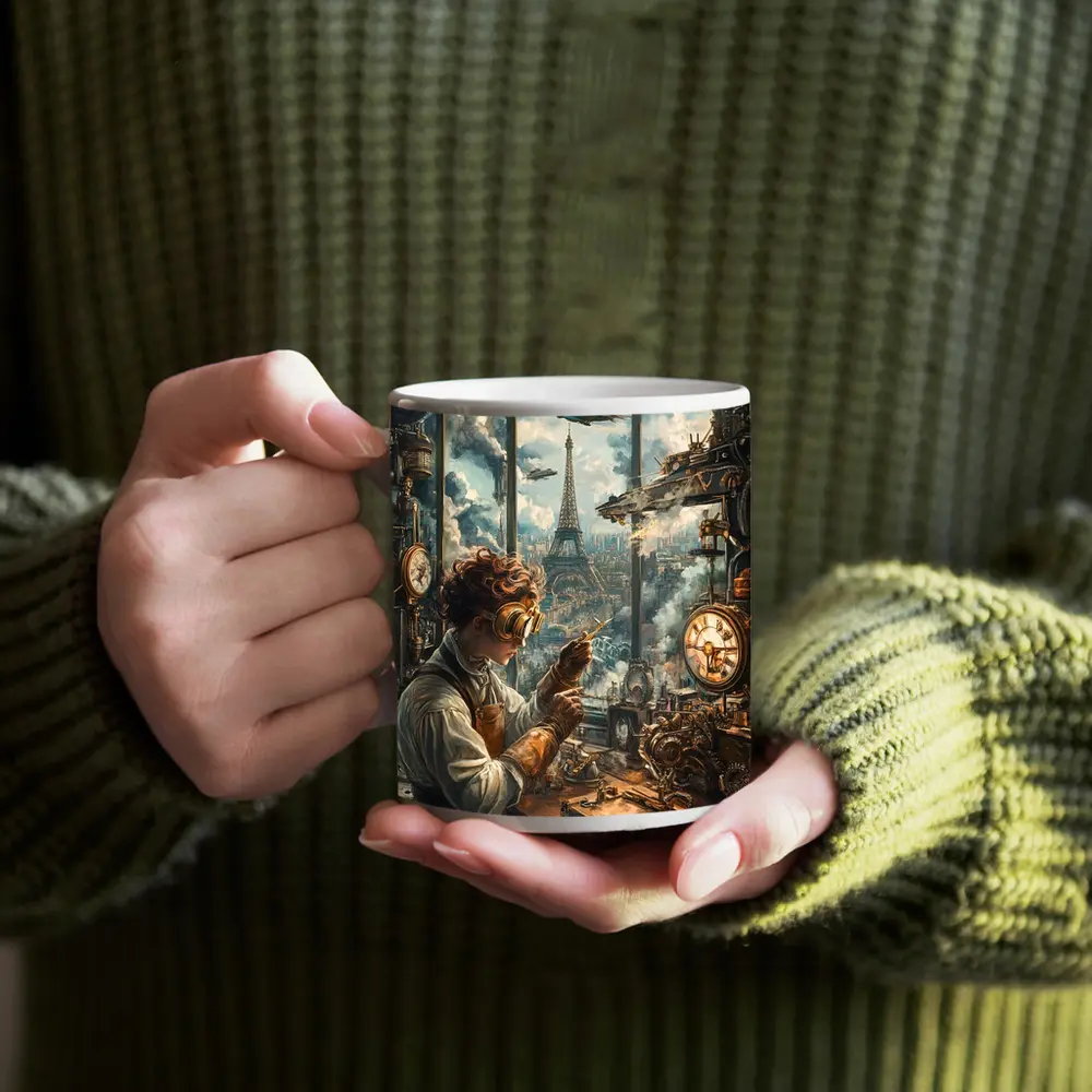 Steampunk Inventor Workshop Eiffel Tower Paris – Mugs
