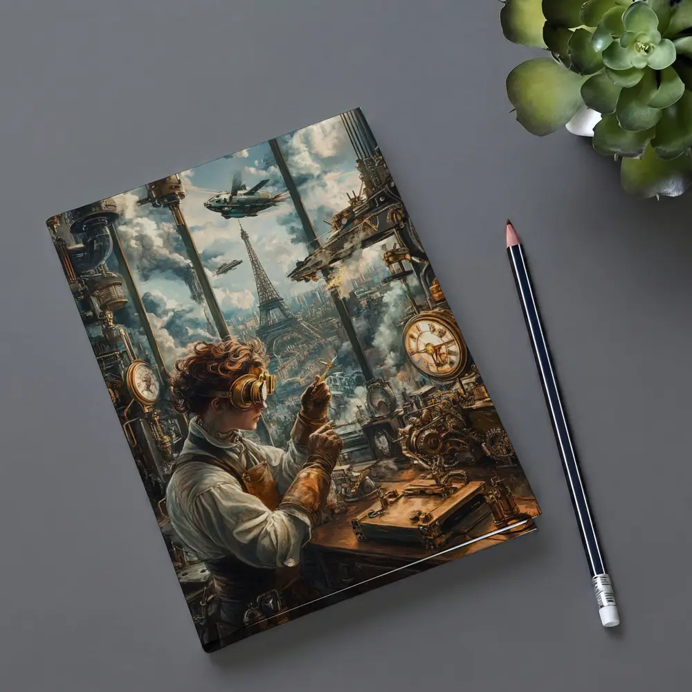Steampunk Inventor Workshop Eiffel Tower Paris – Notebooks