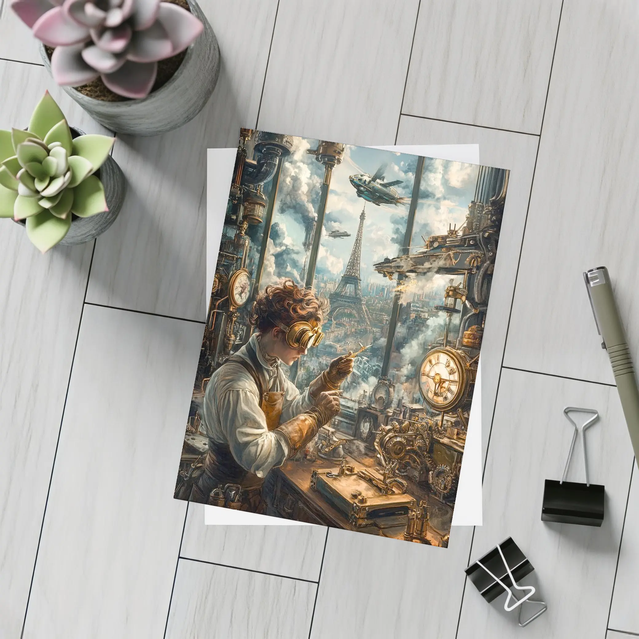 Steampunk Inventor Workshop Eiffel Tower Paris – Postcards