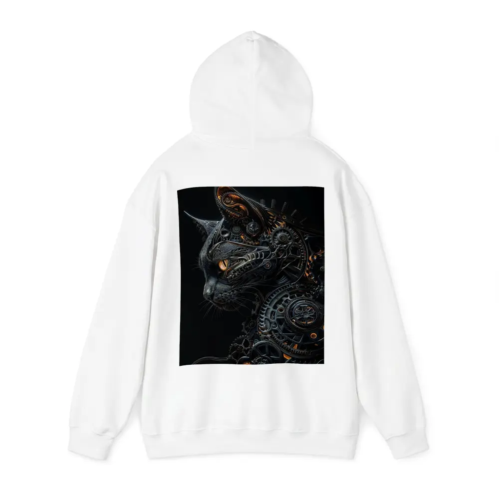Steampunk Black Cat Gears Dark Background – Hoodies