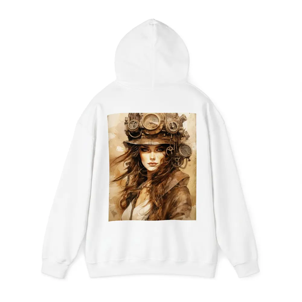 Steampunk Woman Portrait Watercolor Sepia Art – Hoodies