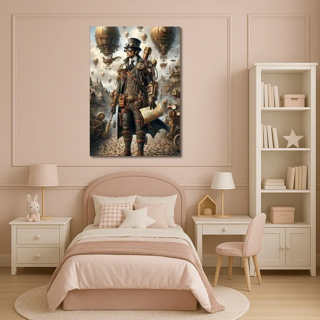 Steampunk Explorer Airships Fantasy City Art – Wall Art