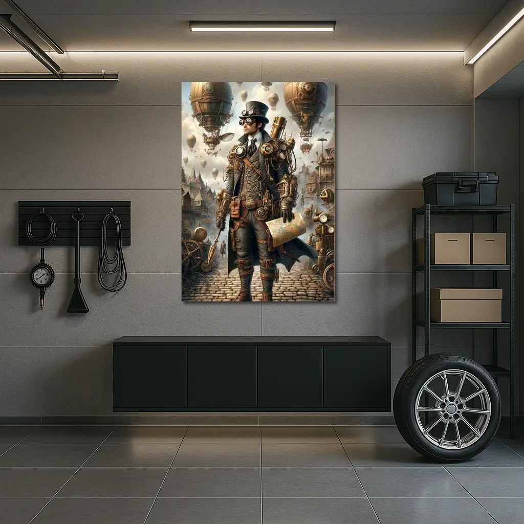 Steampunk Explorer Airships Fantasy City Art – Wall Art