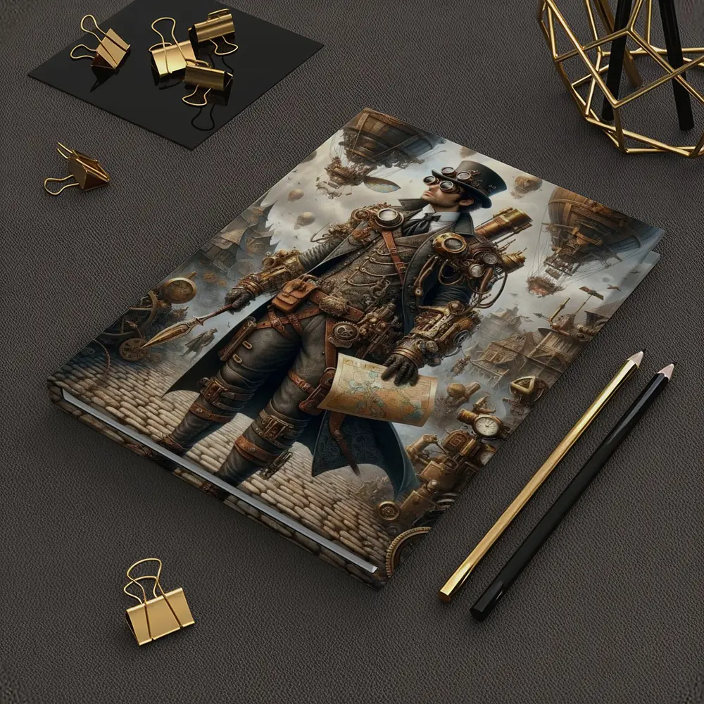 Steampunk Explorer Airships Fantasy City Art – Notebooks