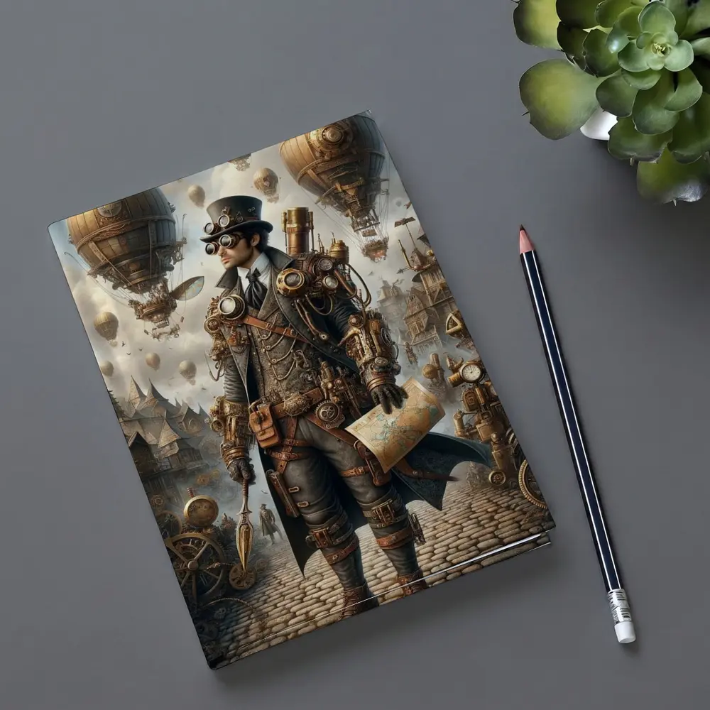 Steampunk Explorer Airships Fantasy City Art – Notebooks