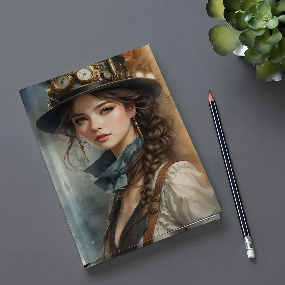 Steampunk Girl Portrait Fantasy Watercolor Art – Notebooks