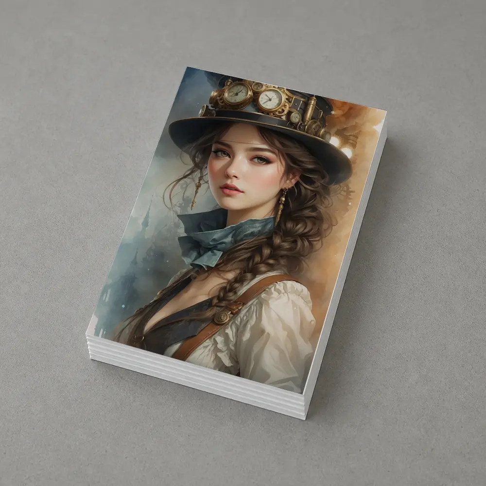 Steampunk Girl Portrait Fantasy Watercolor Art – Postcards