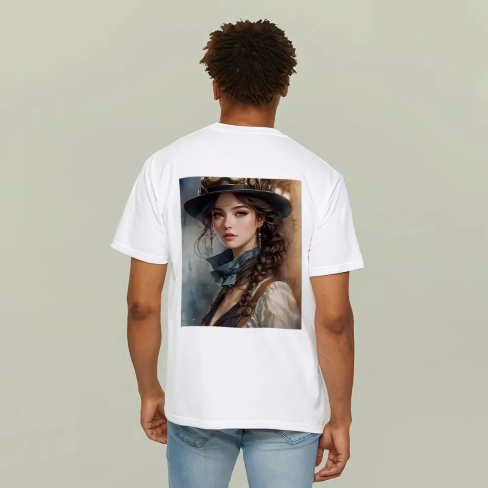 Steampunk Girl Portrait Fantasy Watercolor Art – T-Shirts