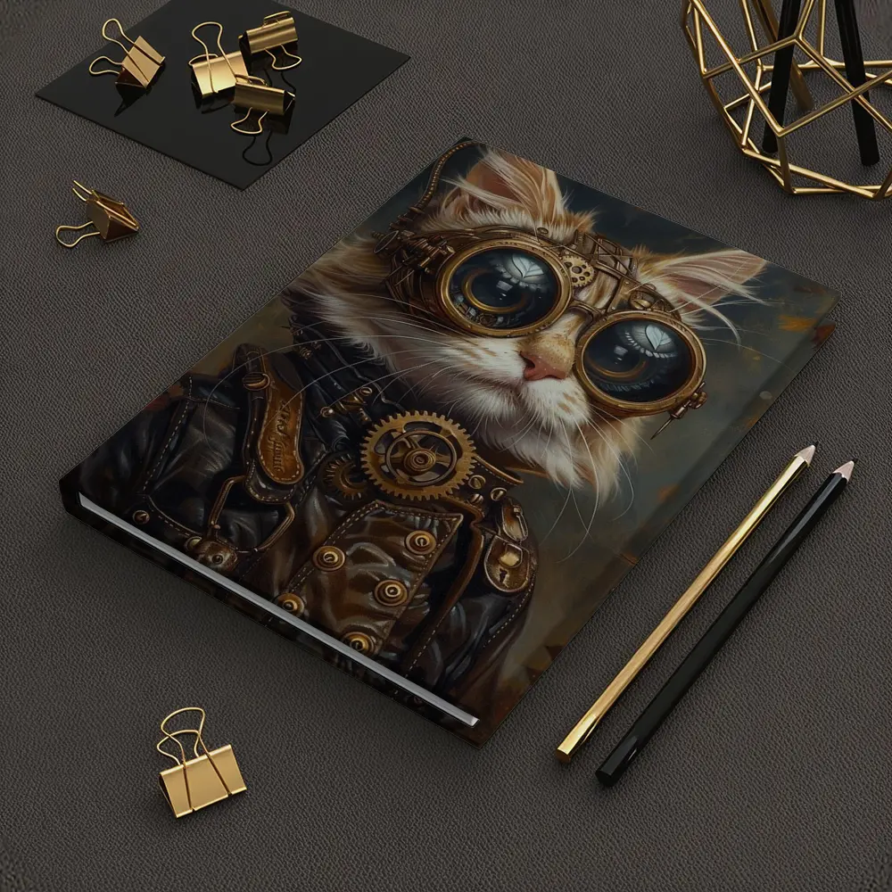 Steampunk Cat Portrait Autumn Fantasy Art – Notebooks