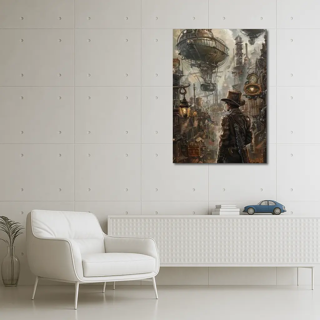 Steampunk Explorer Airships Industrial City Art – Wall Art