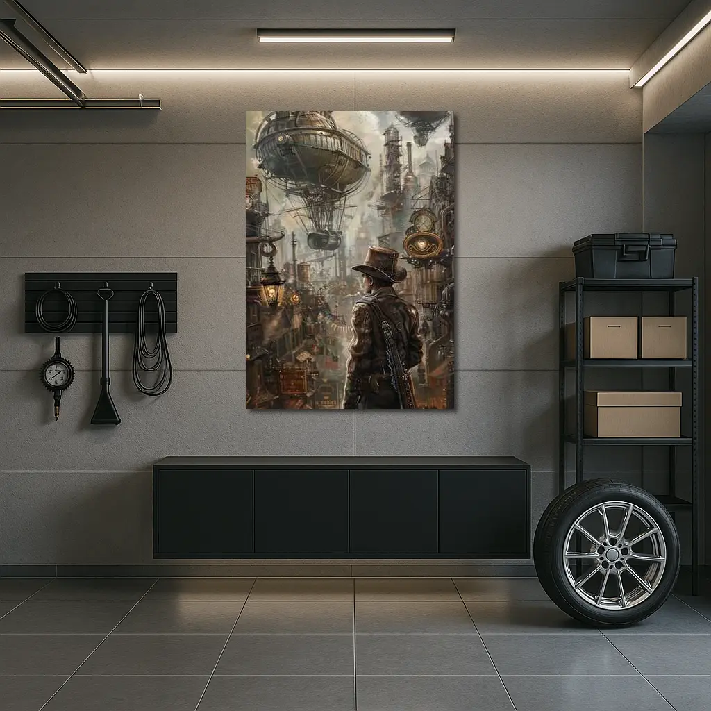 Steampunk Explorer Airships Industrial City Art – Wall Art