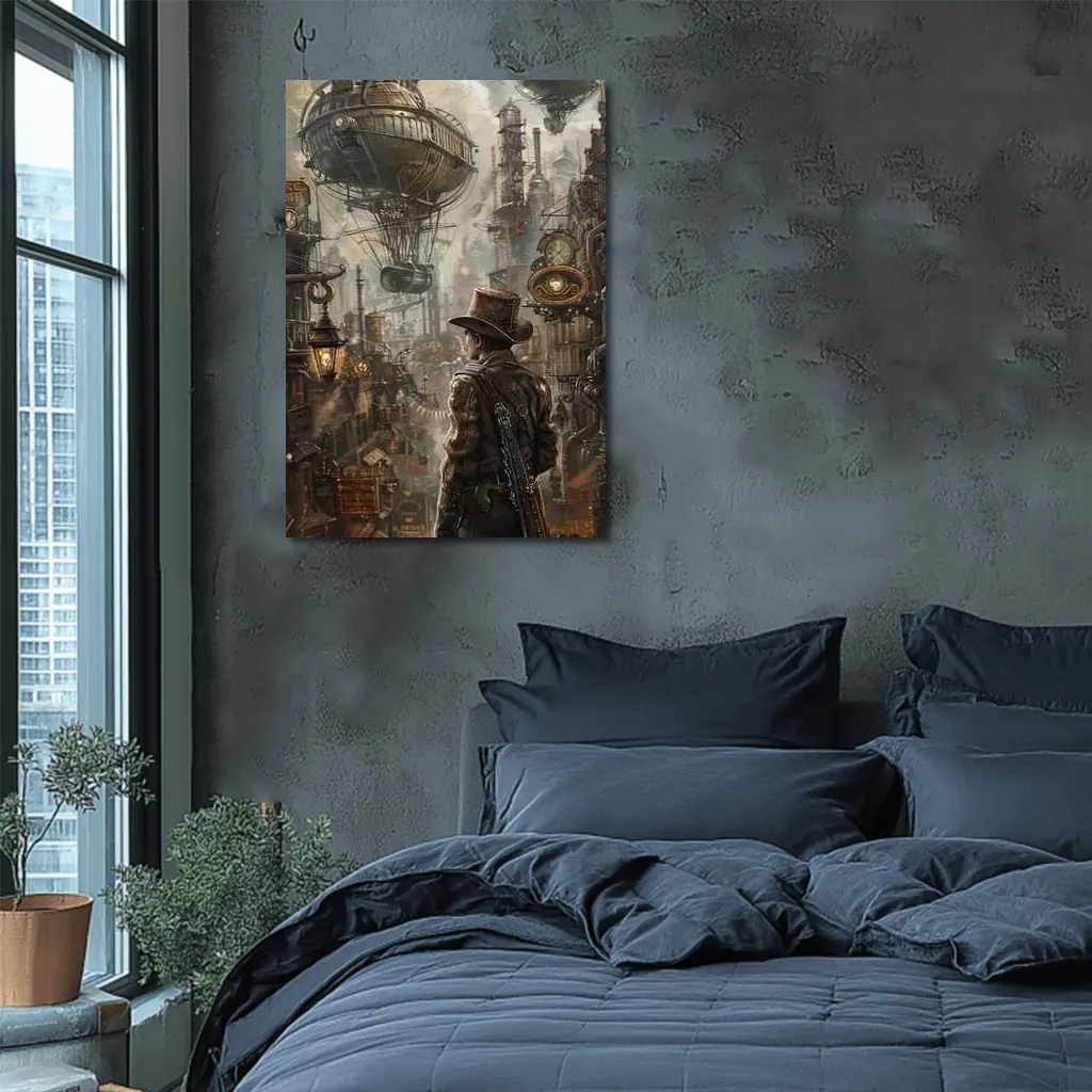 Steampunk Explorer Airships Industrial City Art – Wall Art