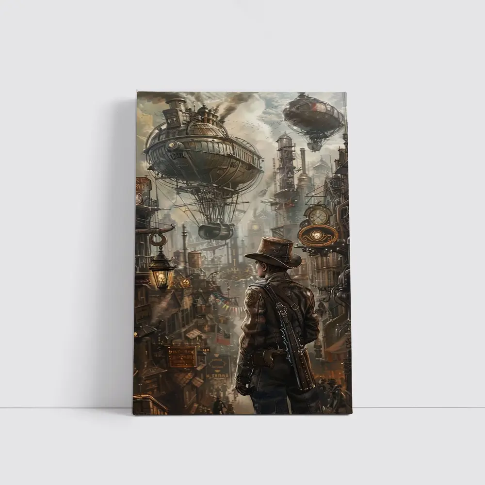 Steampunk Explorer Airships Industrial City Art – Wall Art