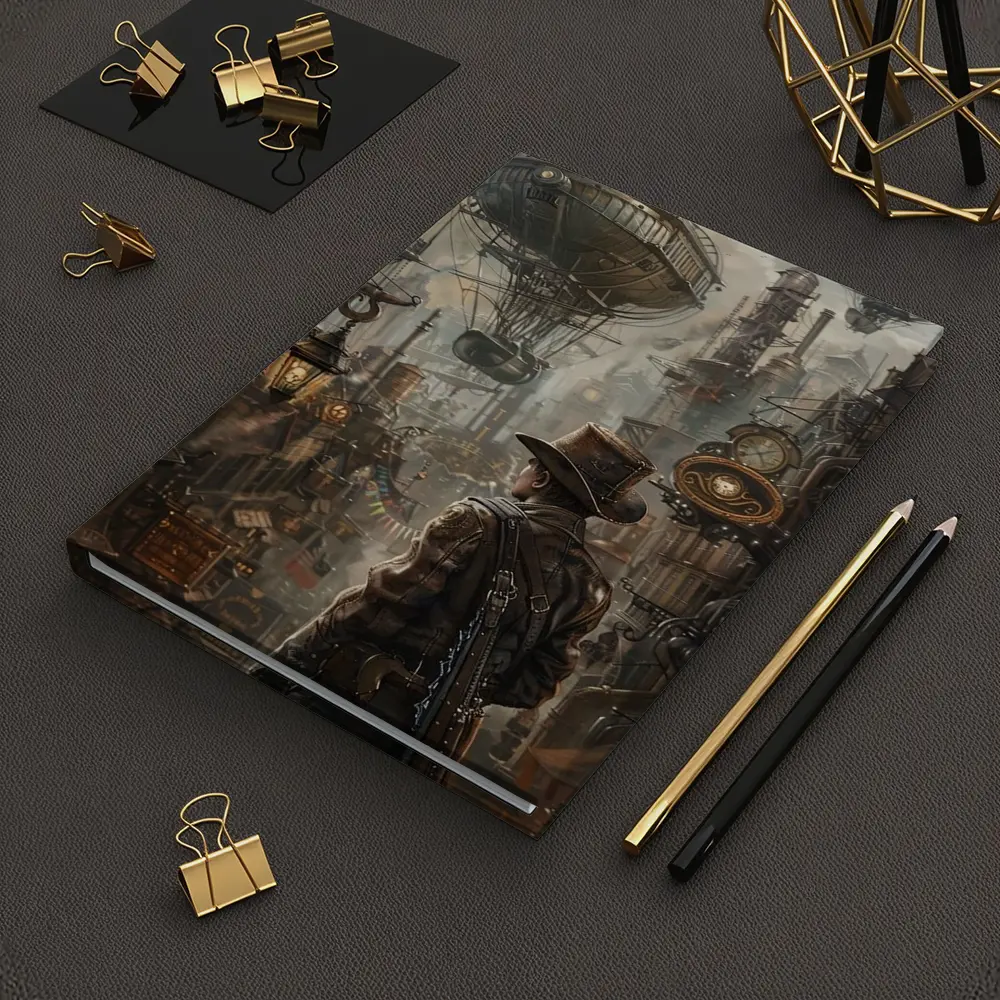 Steampunk Explorer Airships Industrial City Art – Notebooks