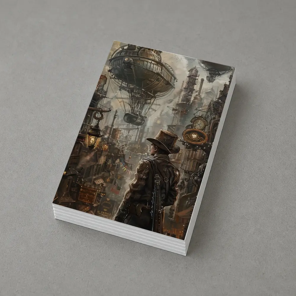Steampunk Explorer Airships Industrial City Art – Postcards