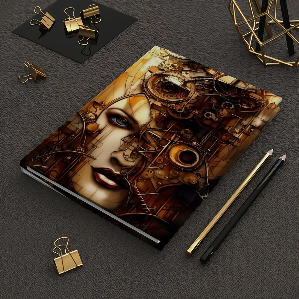 Steampunk Woman Face Gears Mechanical Art – Notebooks