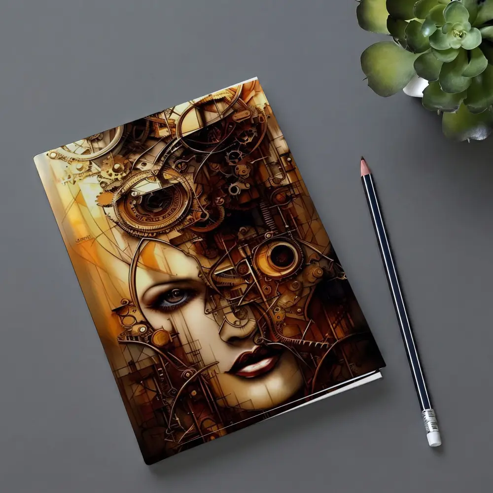 Steampunk Woman Face Gears Mechanical Art – Notebooks