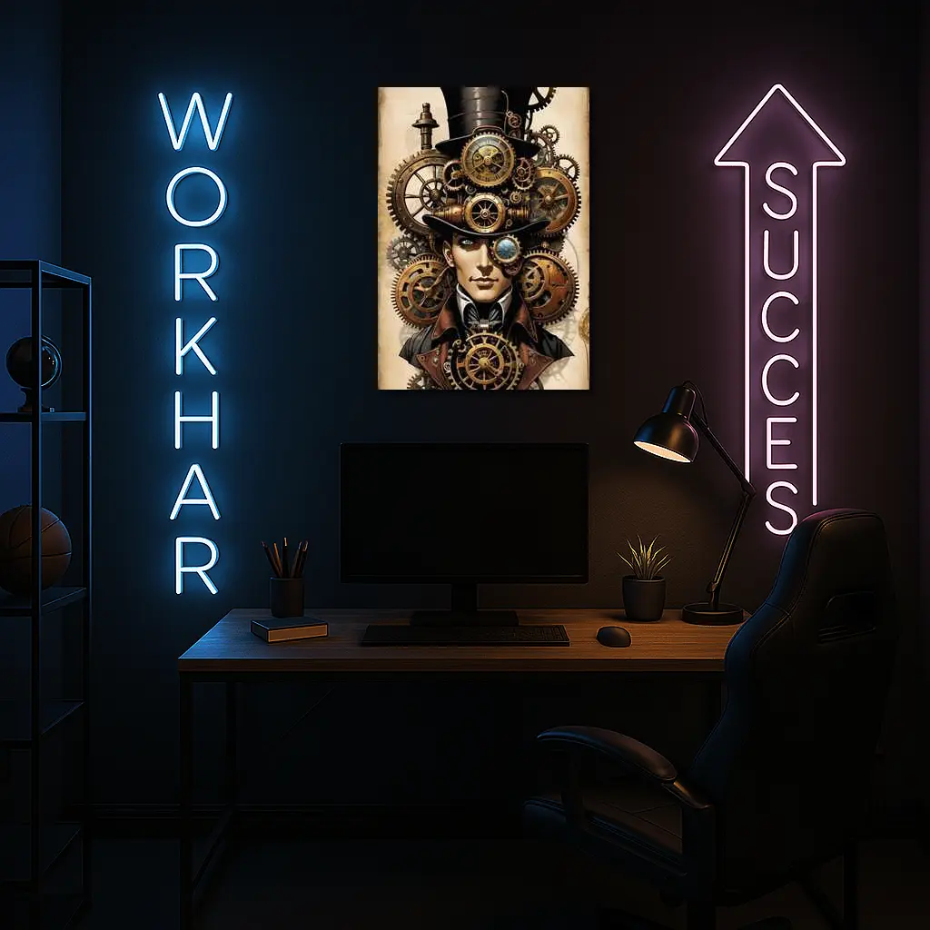 Steampunk Gentleman Portrait With Brass Gears – Wall Art