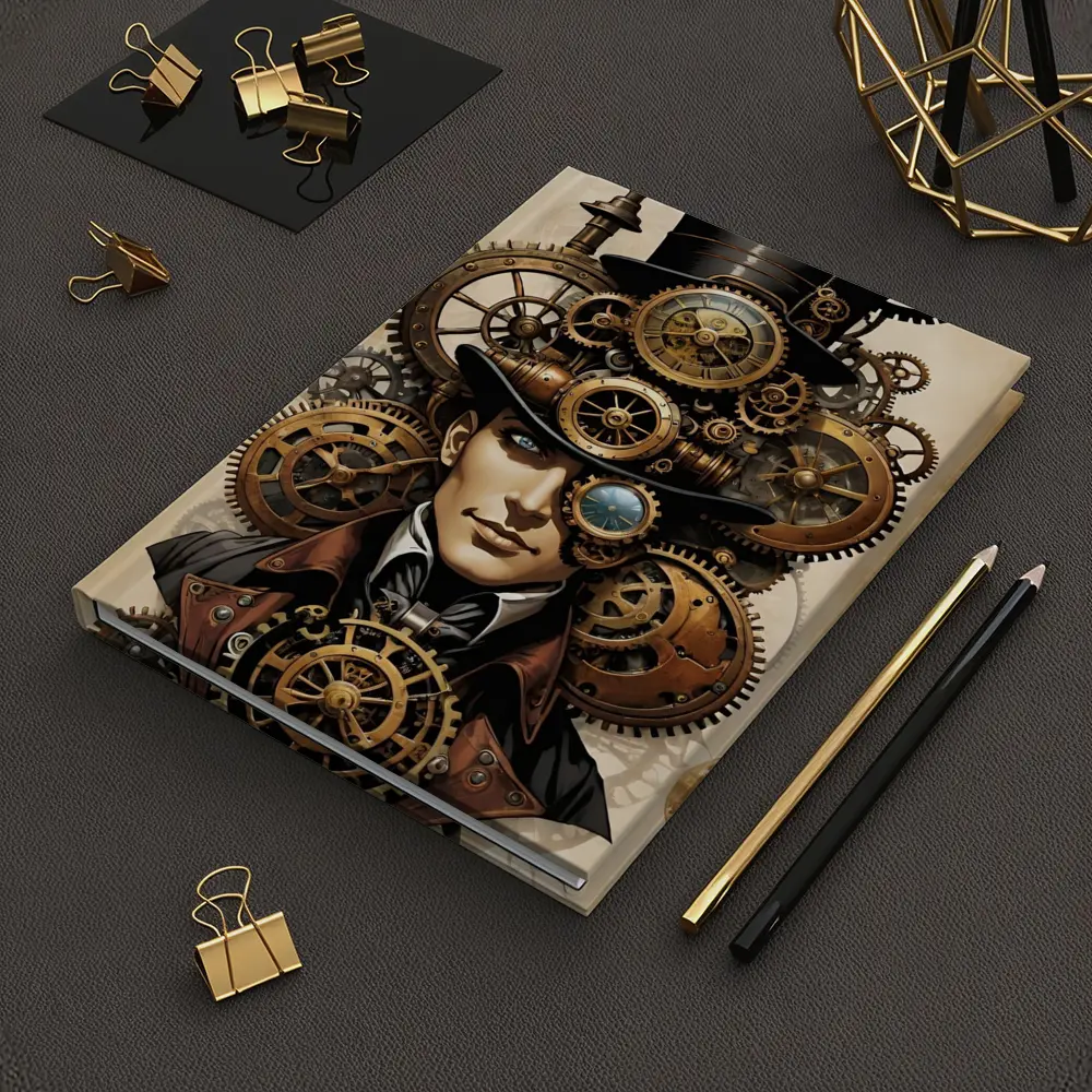 Steampunk Gentleman Portrait With Brass Gears – Notebooks