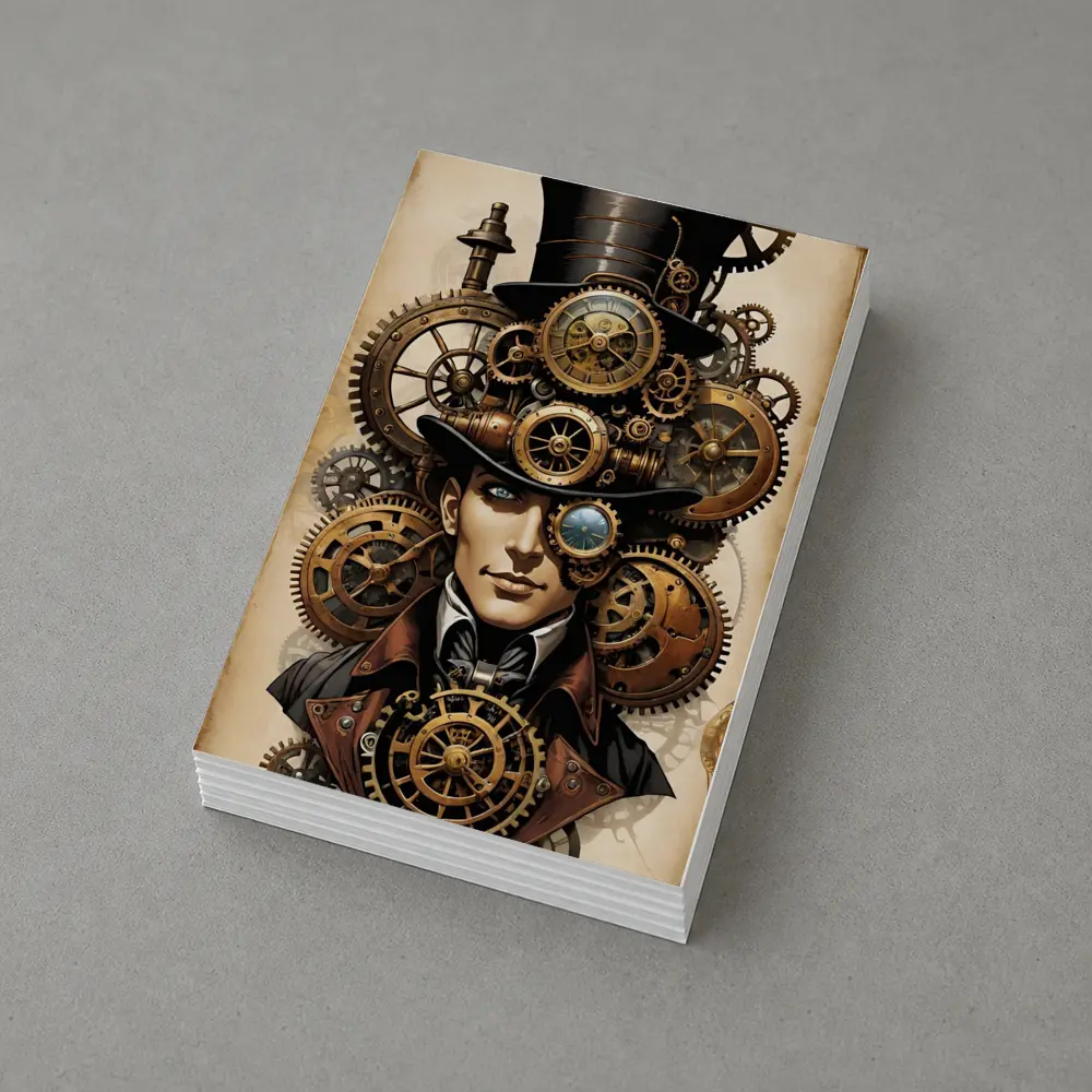 Steampunk Gentleman Portrait With Brass Gears – Postcards