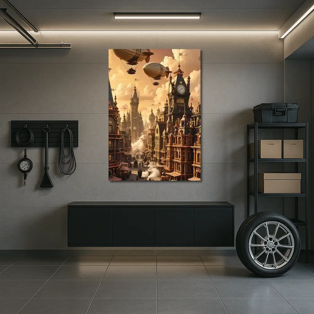 Steampunk City Airships Victorian Architecture Art – Wall Art