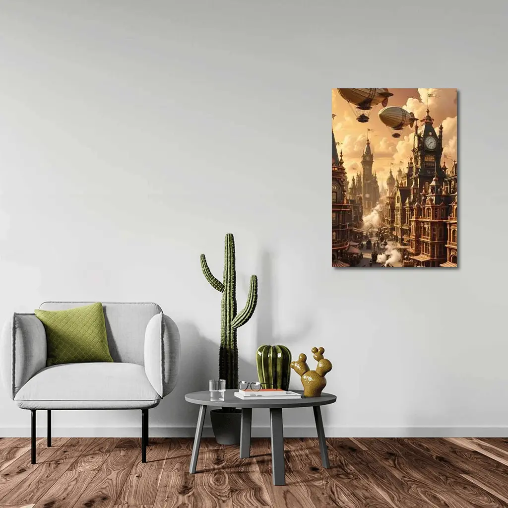 Steampunk City Airships Victorian Architecture Art – Wall Art